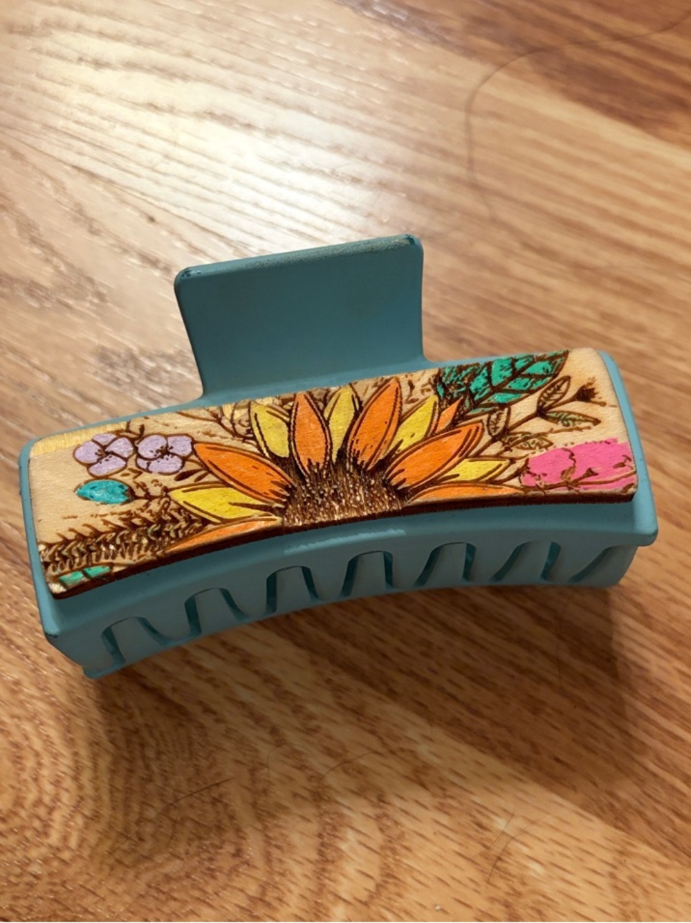 Blue Floral Sunflower Hair Claw Clip